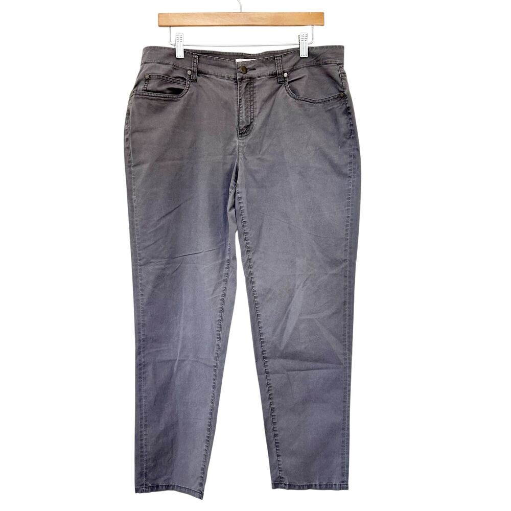 Eileen Fisher Gray Organic Cotton Flat Front Pants Sz 12